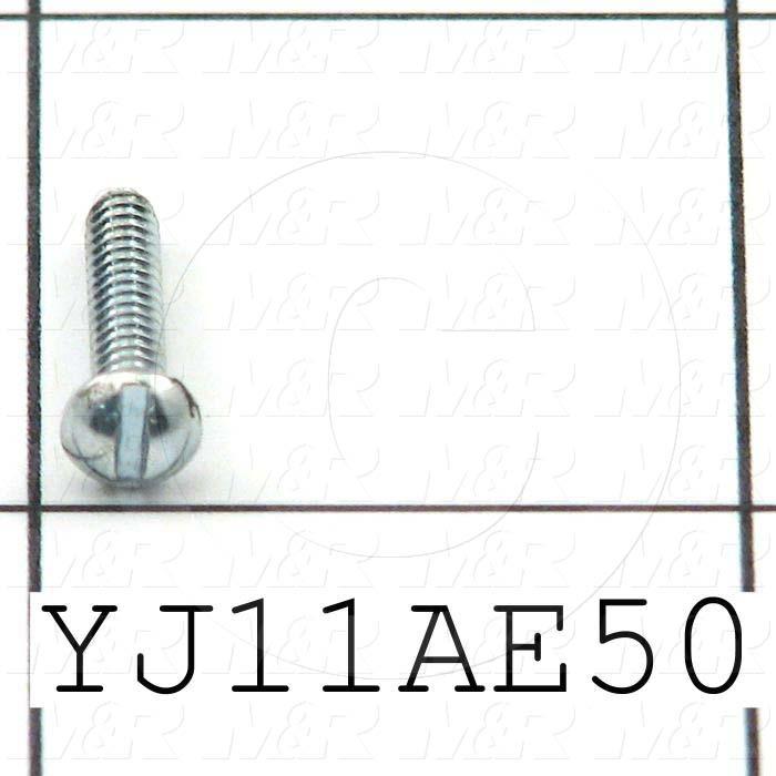 Machine Screws, Round-Slotted Head, Steel, Thread Size 4-40, Screw Length 1/2 in., 0.50" Thread Length, Right Hand, Nickolon Plated