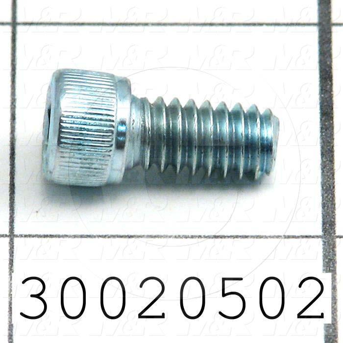Machine Screws, Socket Head, Steel, Thread Size 1/4"-20, Screw Length 1/2 in., Full Thread Length, Right Hand, Zinc