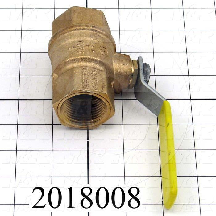 Manual Gas Valve, Thread Size 1" NPT, Max. Pressure 125 Psi, Material Brass