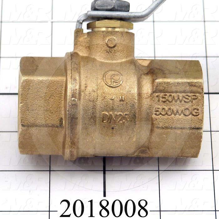 Manual Gas Valve, Thread Size 1" NPT, Max. Pressure 125 Psi, Material Brass