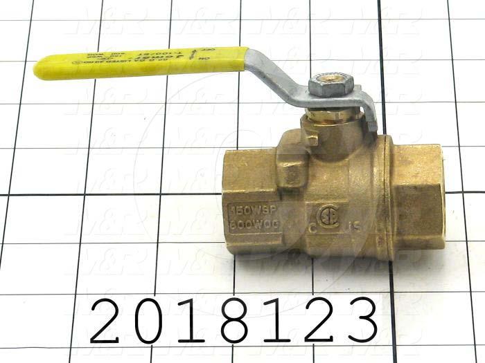 Manual Gas Valve, Thread Size 3/4" NPT, Max. Pressure 150 Psi, Material Brass