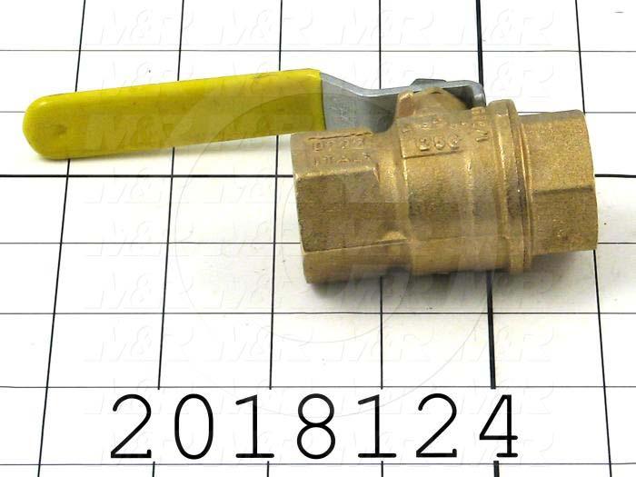 Manual Gas Valve, Thread Size 3/4" NPT, Max. Pressure 150 Psi, Material Brass