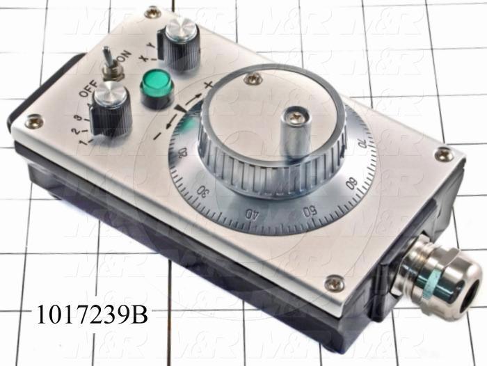 Manual Pulse Generator, Input 5V, Output AB Quadrature Output, 6(1-6) and 3(xyz) Position Selector Switch, Green Lighted Push Button