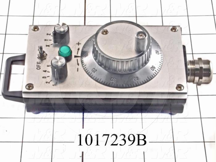 Manual Pulse Generator, Input 5V, Output AB Quadrature Output, 6(1-6) and 3(xyz) Position Selector Switch, Green Lighted Push Button
