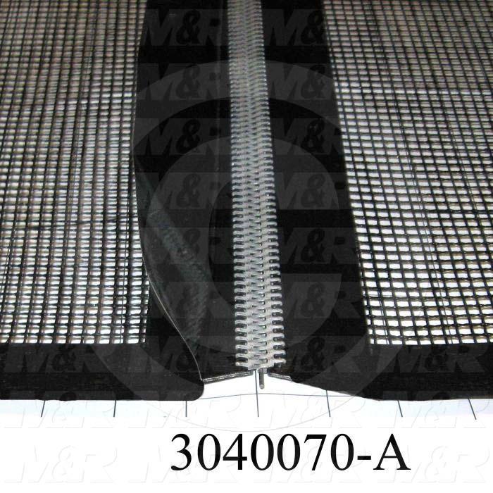 Mesh Conveyor Belt, Fiberglass, Black, With Flap, 30" Width, 864" Length