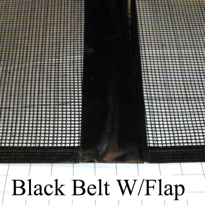 Mesh Conveyor Belt, Fiberglass, Black, With Flap, 36" Width, 448" Length