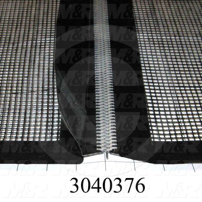Mesh Conveyor Belt, Fiberglass, Black, With Flap, 38" Width, 444 in. Length
