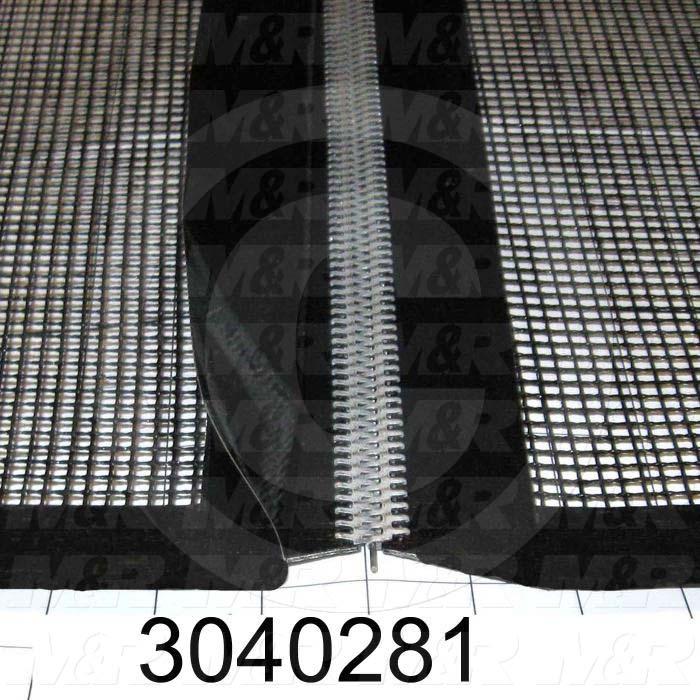 Mesh Conveyor Belt, Fiberglass, Black, With Flap, 38" Width, 588 in. Length