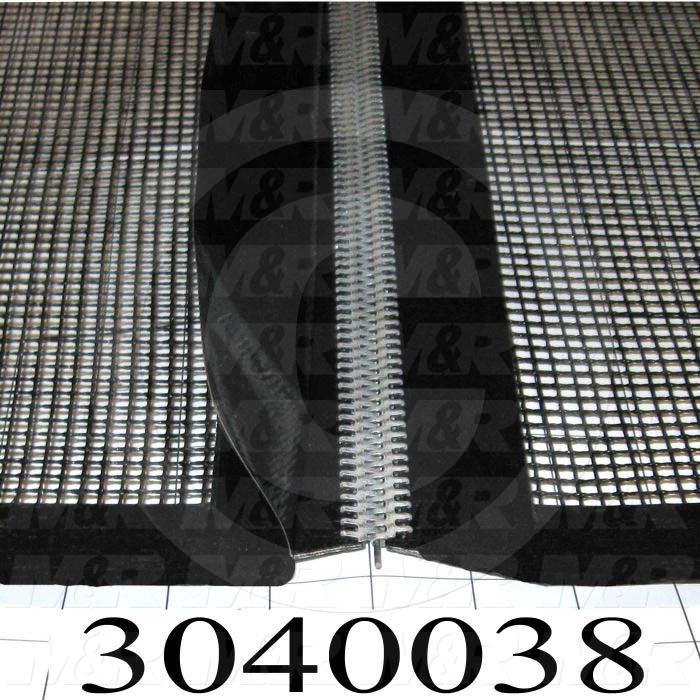 Mesh Conveyor Belt, Fiberglass, Black, With Flap, 48" Width, 384" Length