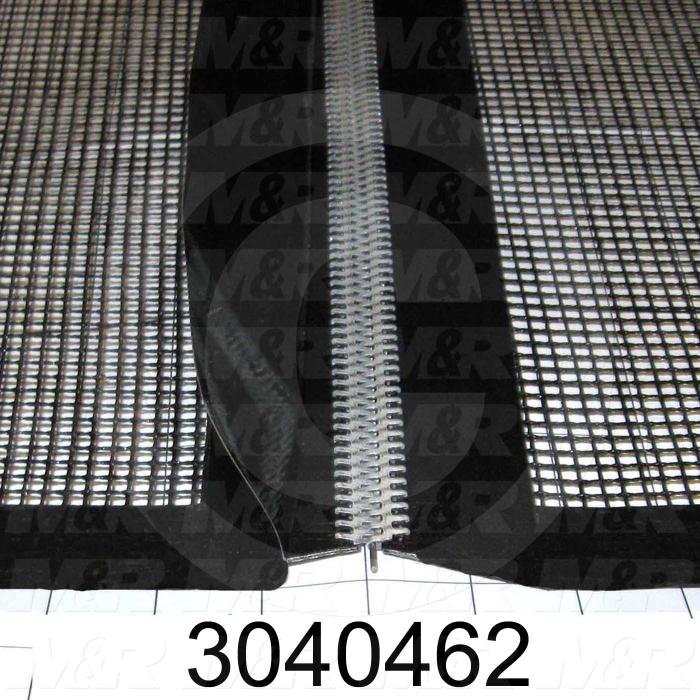 Mesh Conveyor Belt, Fiberglass, Black, With Flap, 48" Width, 612" Length