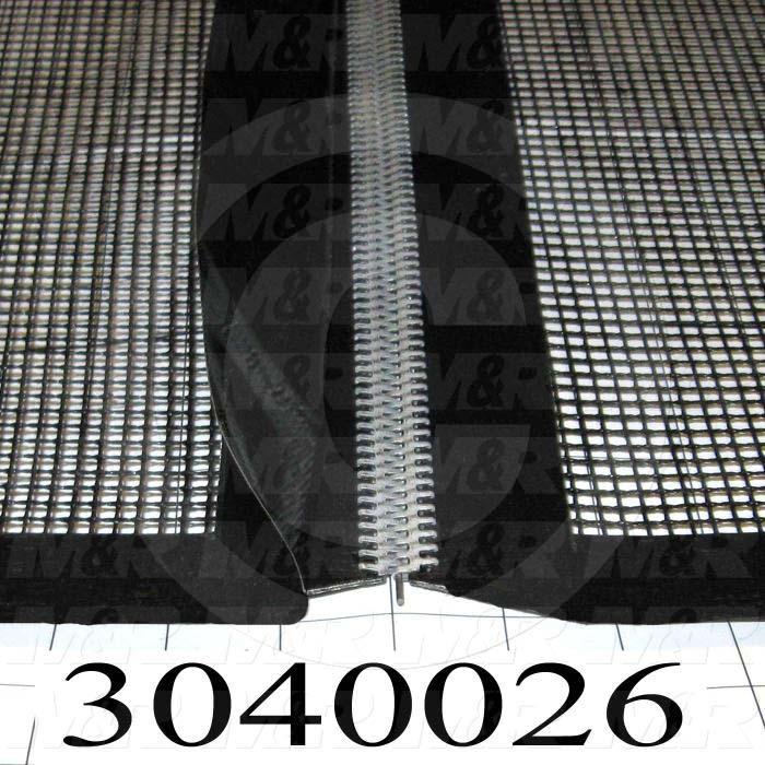 Mesh Conveyor Belt, Fiberglass, Black, With Flap, 60 in. Width, 384" Length