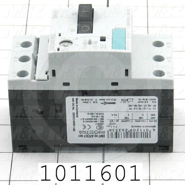 Motor Starter Protector, 1.4A Minimum Current, 2A Maximum Current, 1 HP @ 3PH 480VAC