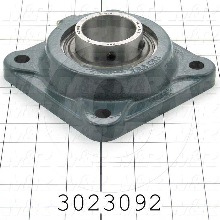 Mounted Bearing Units, Ball, Four-Bolt Square Flange Housing Type, 1.75 in. Inside Diameter, 9/16" Mounting Holes, 5.38" Overall Length, 1.78" Height, 5.38" Width