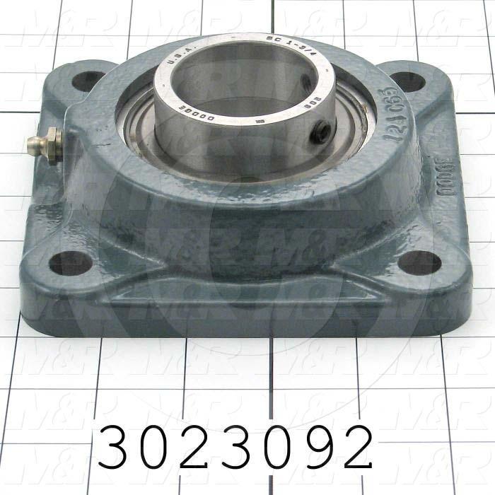 Mounted Bearing Units, Ball, Four-Bolt Square Flange Housing Type, 1.75 in. Inside Diameter, 9/16" Mounting Holes, 5.38" Overall Length, 1.78" Height, 5.38" Width