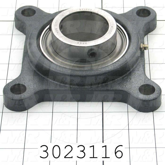 Mounted Bearing Units, Ball, Four-Bolt Square Flange Housing Type, 2.00 in. Inside Diameter, 5/8" Bolt Mounting Holes, 6.38" Height, 6.38" Width