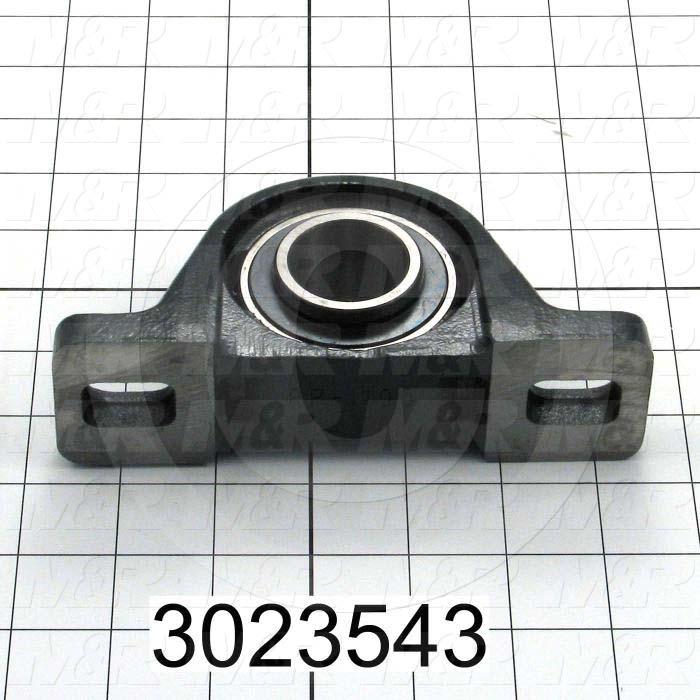 Mounted Bearing Units, Ball, Pillow Block Housing Type, 1.25 in. Inside Diameter, Slot 9/16"X 15/16" Mounting Holes, 6.19" Overall Length, 3.16" Height, 1.75" Base Width