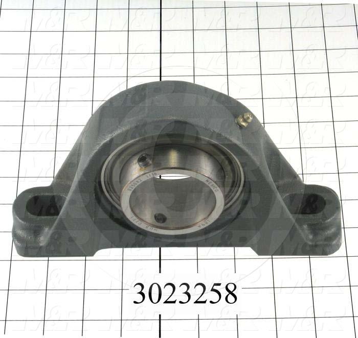 Mounted Bearing Units, Ball, Pillow Block Housing Type, 2.19" Inside Diameter, Slot 5/8" X 15/32" Mounting Holes, 8.38" Overall Length, 4.94" Height, 2.25" Base Width