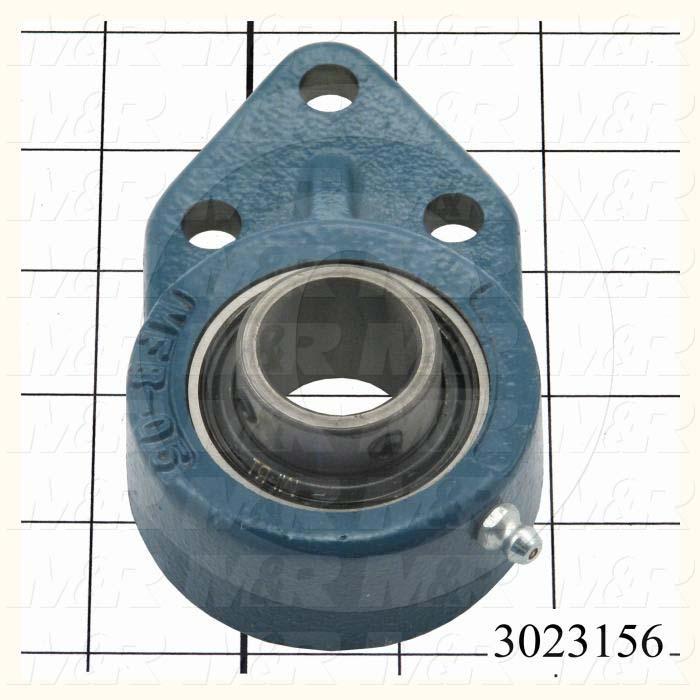 Mounted Bearing Units, Ball, Three-Bolt Flange Bracket Housing Type, 1.00" Inside Diameter, 3/8" Mounting Holes, 4.75" Overall Length, 1.50 in. Height, 21.43 mm Width