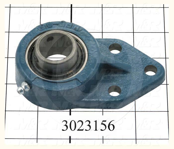 Mounted Bearing Units, Ball, Three-Bolt Flange Bracket Housing Type, 1.00" Inside Diameter, 3/8" Mounting Holes, 4.75" Overall Length, 1.50 in. Height, 21.43 mm Width