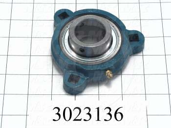 Mounted Bearing Units, Ball, Three-Bolt Flange Housing Type, 1.25 in. Inside Diameter, Double Shielded Seal Type, 3/8" Bolt Mounting Holes, 1.28" Height