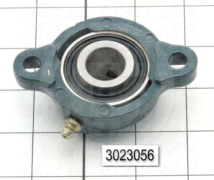 Mounted Bearing Units, Ball, Two-Bolt Flange Housing Type, 0.75 in. Inside Diameter, 3/8" Bolt Mounting Holes, 3.34" Overall Length, 1.23" Height, 2.38 in. Width