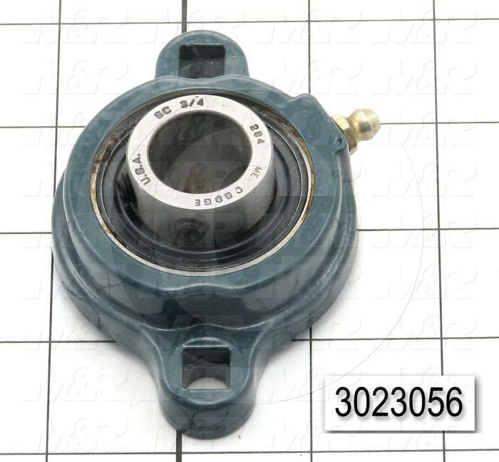 Mounted Bearing Units, Ball, Two-Bolt Flange Housing Type, 0.75 in. Inside Diameter, 3/8" Bolt Mounting Holes, 3.34" Overall Length, 1.23" Height, 2.38 in. Width