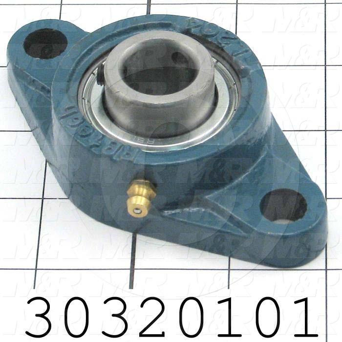 Mounted Bearing Units, Ball, Two-Bolt Flange Housing Type, 0.75 in. Inside Diameter, Double Shielded Seal Type, 7/16" Mounting Holes, 4.50" Overall Length, 1.25" Height, 2.38 in. Width