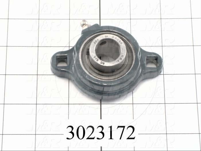 Mounted Bearing Units, Ball, Two-Bolt Flange Housing Type, 0.75 in. Inside Diameter, Square 11"/32" Mounting Holes, 3.44" Overall Length, 1 in. Height, 2.25" Width