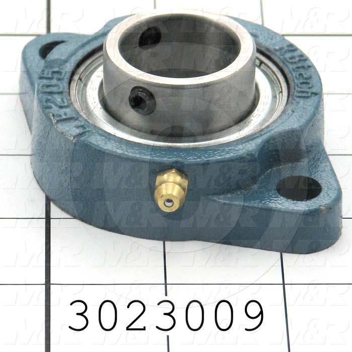 Mounted Bearing Units, Ball, Two-Bolt Flange Housing Type, 1.00" Inside Diameter, 10 MM Mounting Holes, 95 mm Overall Length, 30.5 MM Height, 64 mm Width