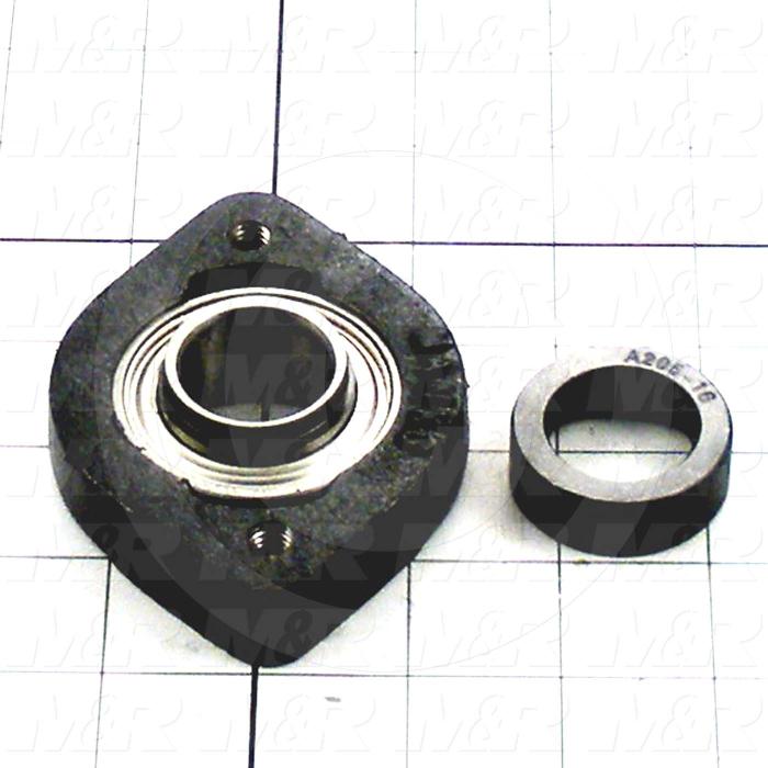 Mounted Bearing Units, Ball, Two-Bolt Flange Housing Type, 1.00" Inside Diameter, Double Sealed Seal Type, Tapped 5/16-18 Mounting Holes, 3.75" Overall Length, 2.88" Height, 0.75 in. Width