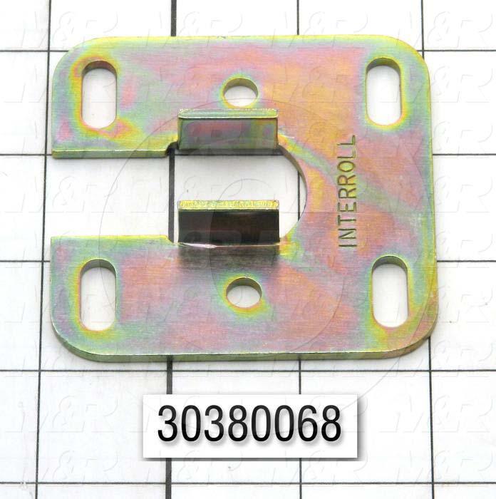 Mounting Brackets, Function Drive Roller, AI100 & IC120 INCLINE CONVEYOR M&R Machines, 3.00" Length, 3.00 in. Width, 0.50 in. Height, 12 GA Thickness, Steel Material, Zinc Plated Finish