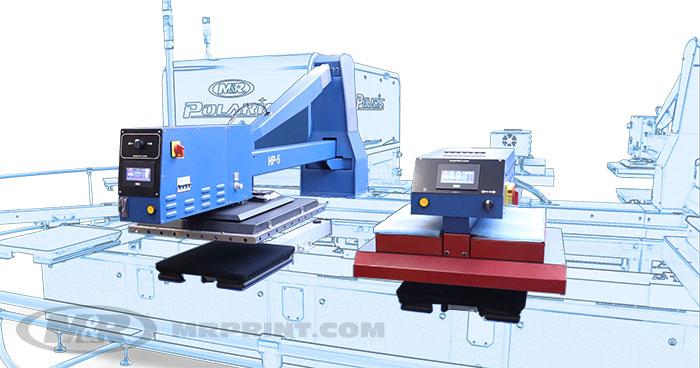 Multiple Heat Presses and Flashes prepare a smooth printing surface