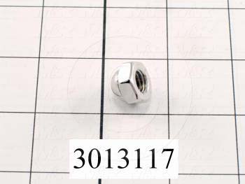 Nuts, Acorn Hex, 3/8-16 Thread Size, Right Hand, Brass, Nickel