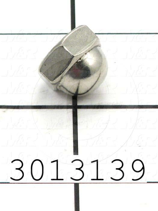 Nuts, Acorn Hex, 3/8-16 Thread Size, Right Hand, Steel, Nickel