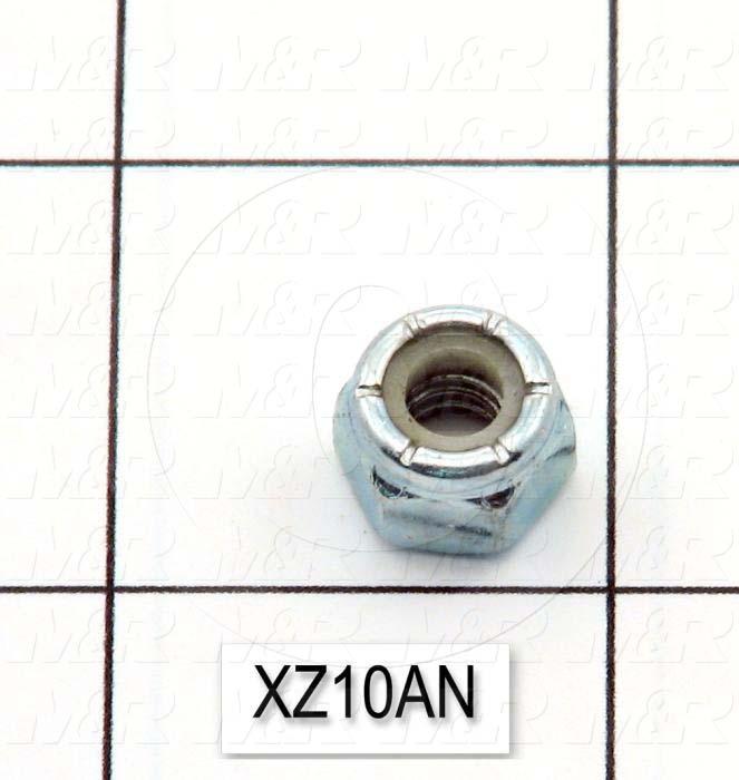Nuts, Elastic Stop, 1/4"-20 Thread Size, Right Hand, Steel, Zinc Plated, With Nylon