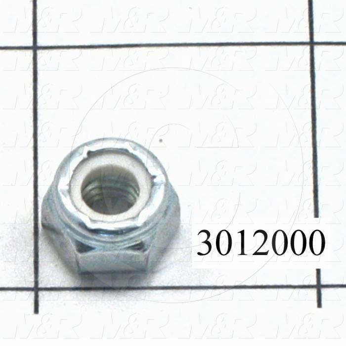 Nuts, Elastic Stop, 1/4"-20 Thread Size, Right Hand, Steel, Zinc, With Nylon
