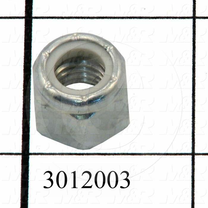 Nuts, Elastic Stop, 3/8-16 Thread Size, Right Hand, Steel, Zinc, With Nylon