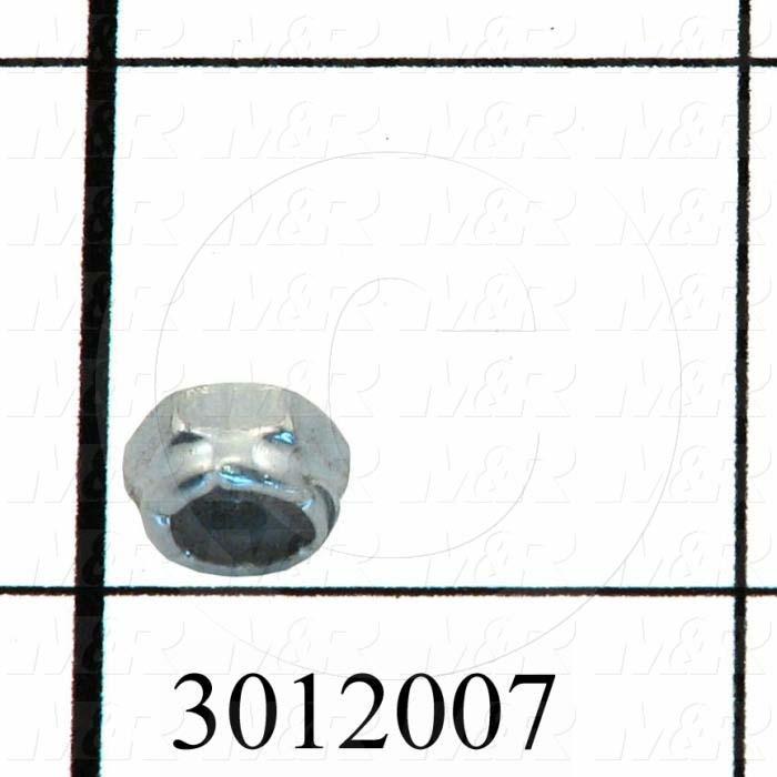 Nuts, Elastic Stop, 6-32 Thread Size, Right Hand, Steel, Zinc, With Nylon