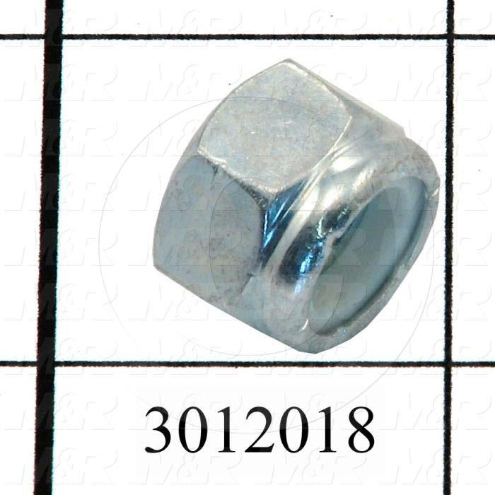 Nuts, Elastic Stop, 7/16-14 Thread Size, Right Hand, Steel, Zinc, With Nylon
