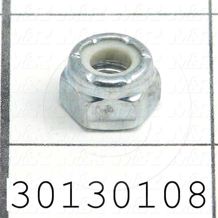 Nuts, Lock, 1/4"-20 Thread Size, Right Hand, Steel, Zinc, With Nylon