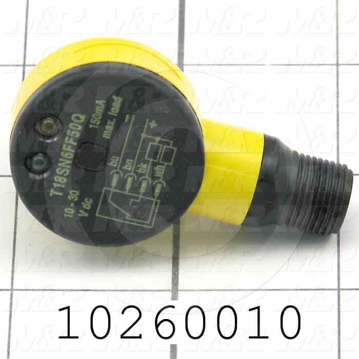Photoeletric Sensor, 4mm threaded, Diffuse With Fixed Field Background Suppression, 0-50mm Sensing Range, NPN, 30VDC