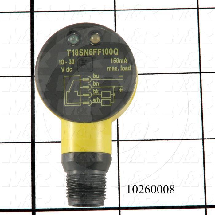Photoeletric Sensor, 4mm threaded, Fixed Field, 4" Sensing Range, NPN, 10-30VDC