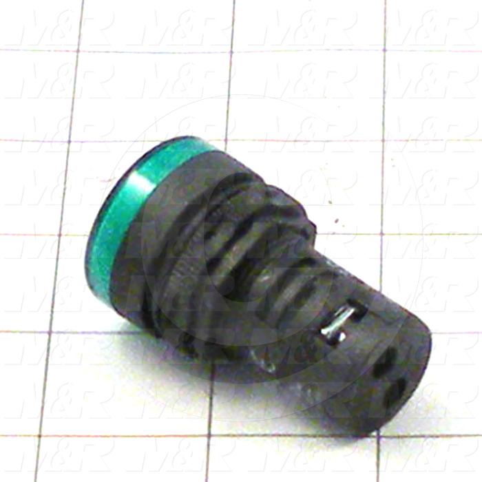 Pilot Lamp, 22mm, Green, LED, Unibody, 110VDC