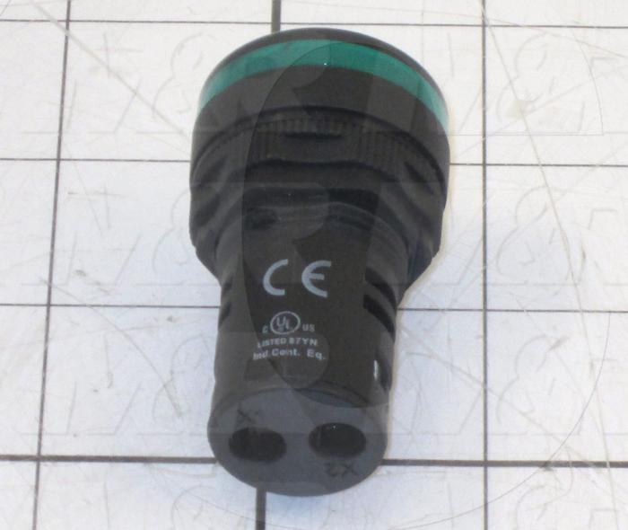 Pilot Lamp, 22mm, Green, LED, Unibody, 24VDC