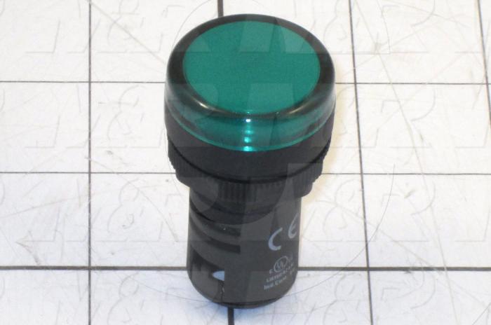 Pilot Lamp, 22mm, Green, LED, Unibody, 24VDC