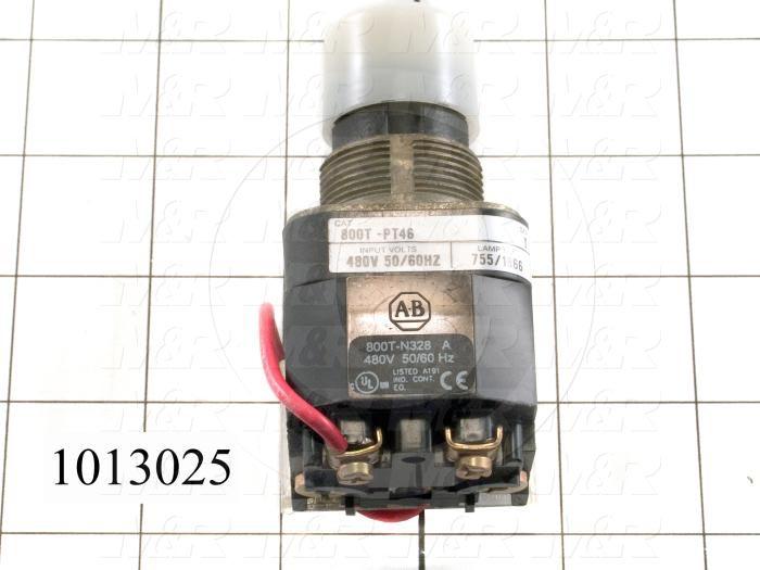 Pilot Lamp, Push to Test, Round, White, 460V, 10A