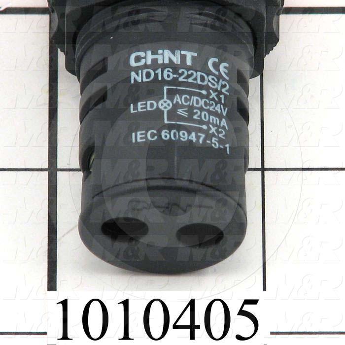 Pilot Lamp, Round, 22mm, Red, LED, Unibody, 24VDC