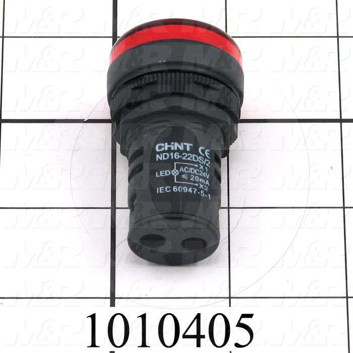 Pilot Lamp, Round, 22mm, Red, LED, Unibody, 24VDC