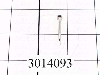 Pin, Cotter, 0.094" Diameter, 0.750" Overall Length, Stainless Steel Material, Plain Finish