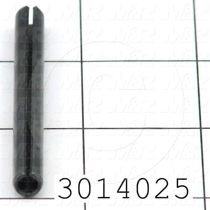 Pin, Roll Pin, ANSI, 0.25 in. Diameter, 2.50 in. Overall Length, Spring-Tempered Steel Material